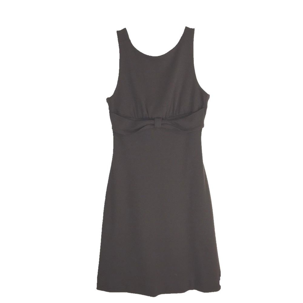 Banana Republic Dress XS Chocolate Brown Empire Twist Bow Open Back Wool Bl CUTE
